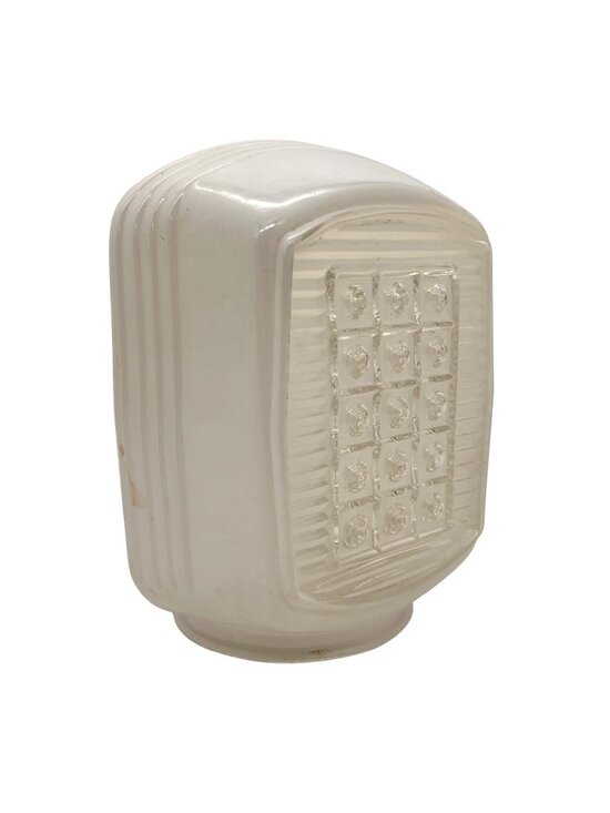 Unbranded Other - Vintage Milk Glass Art Deco Light Fixture Shade With Clear Geometric Panel 6"